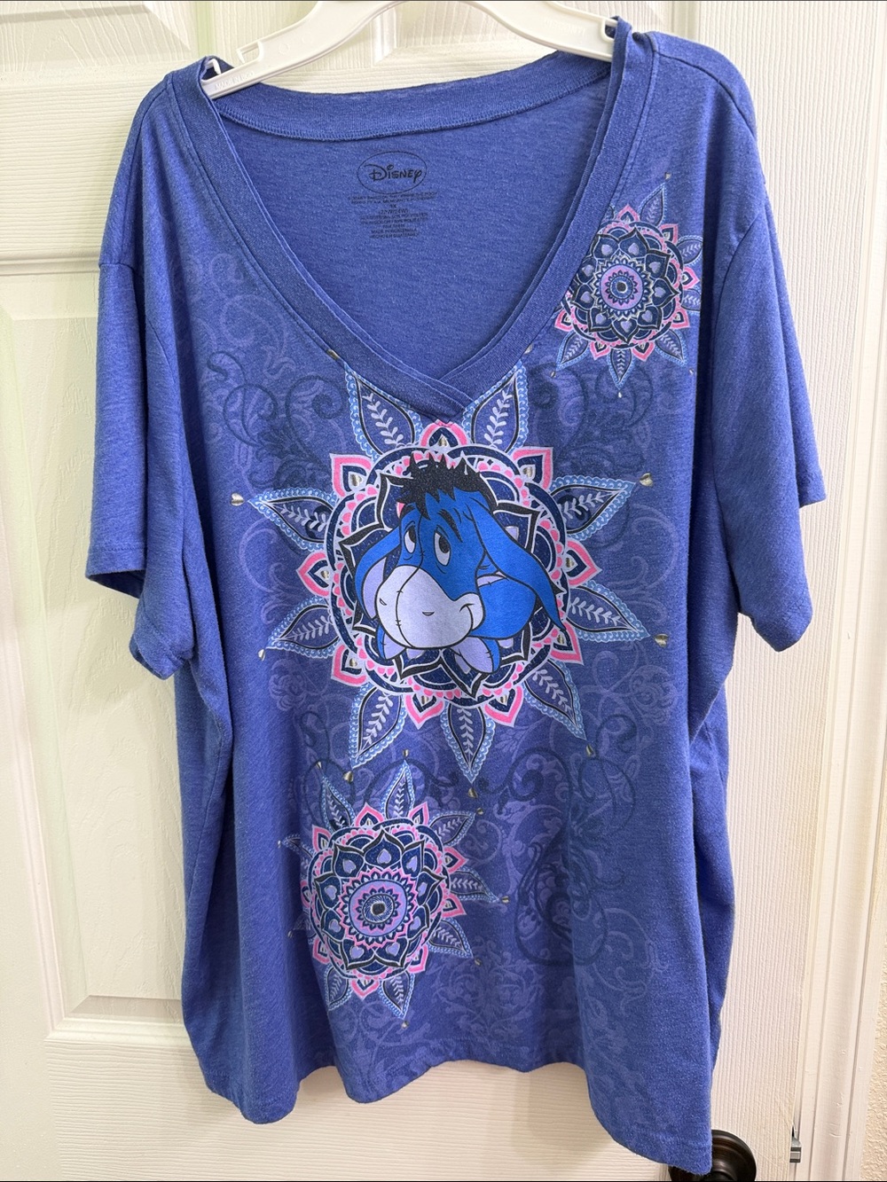 Disney Blue Eeyore Mandala V-Neck Tee 3X